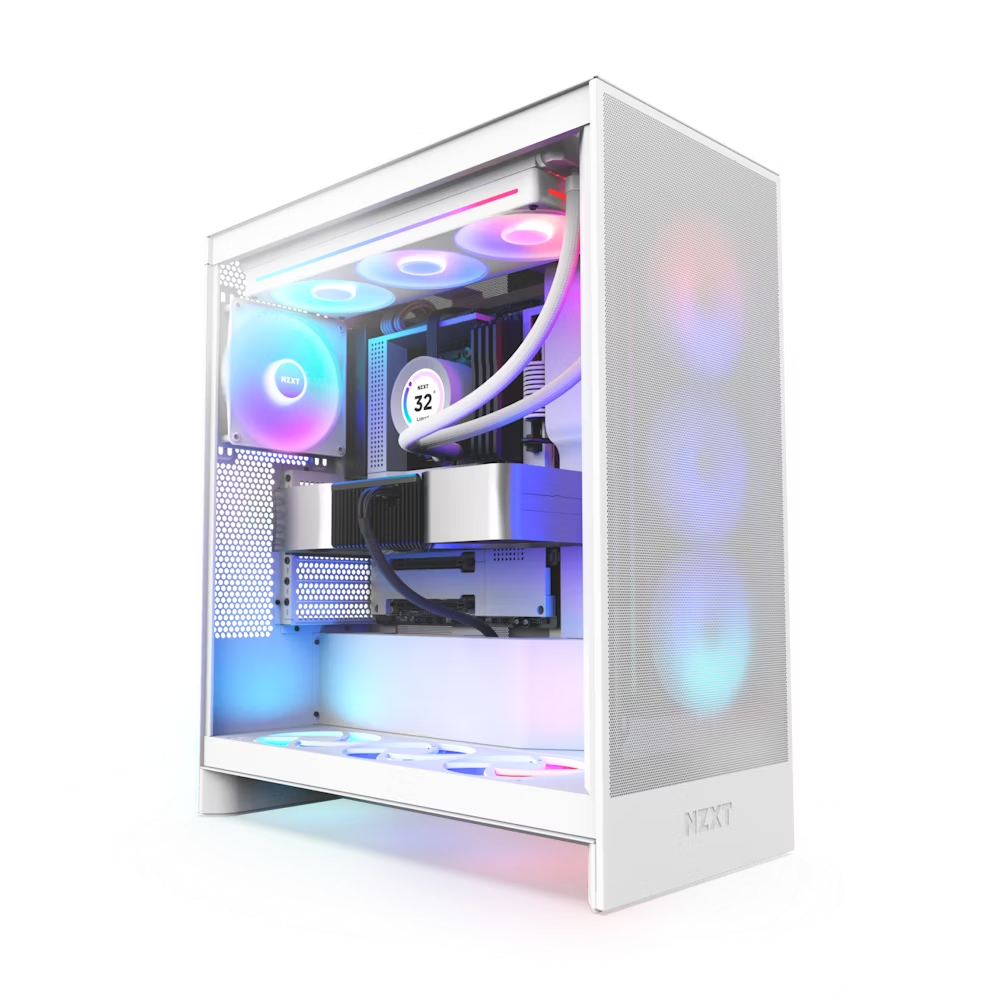 NZXT H7 Flow RGB ATX 機箱 - Matte White 啞白色