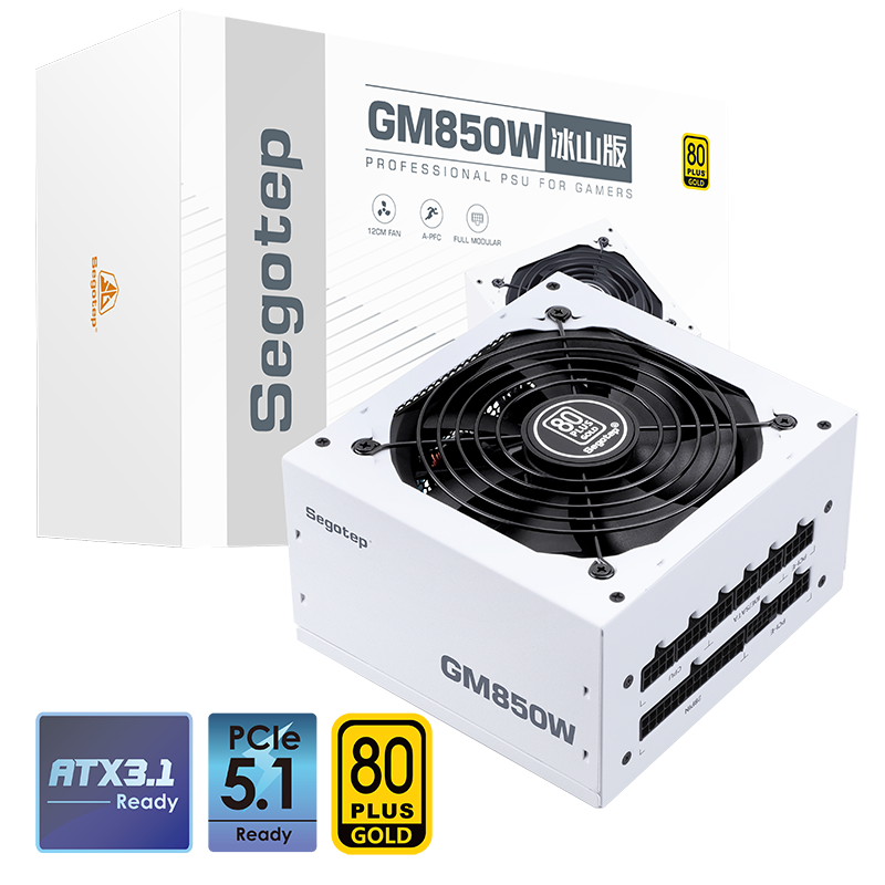 Segotep 鑫谷 850W GM850W White Power Supply 冰山版（ ATX3.1/PCIe5.1）